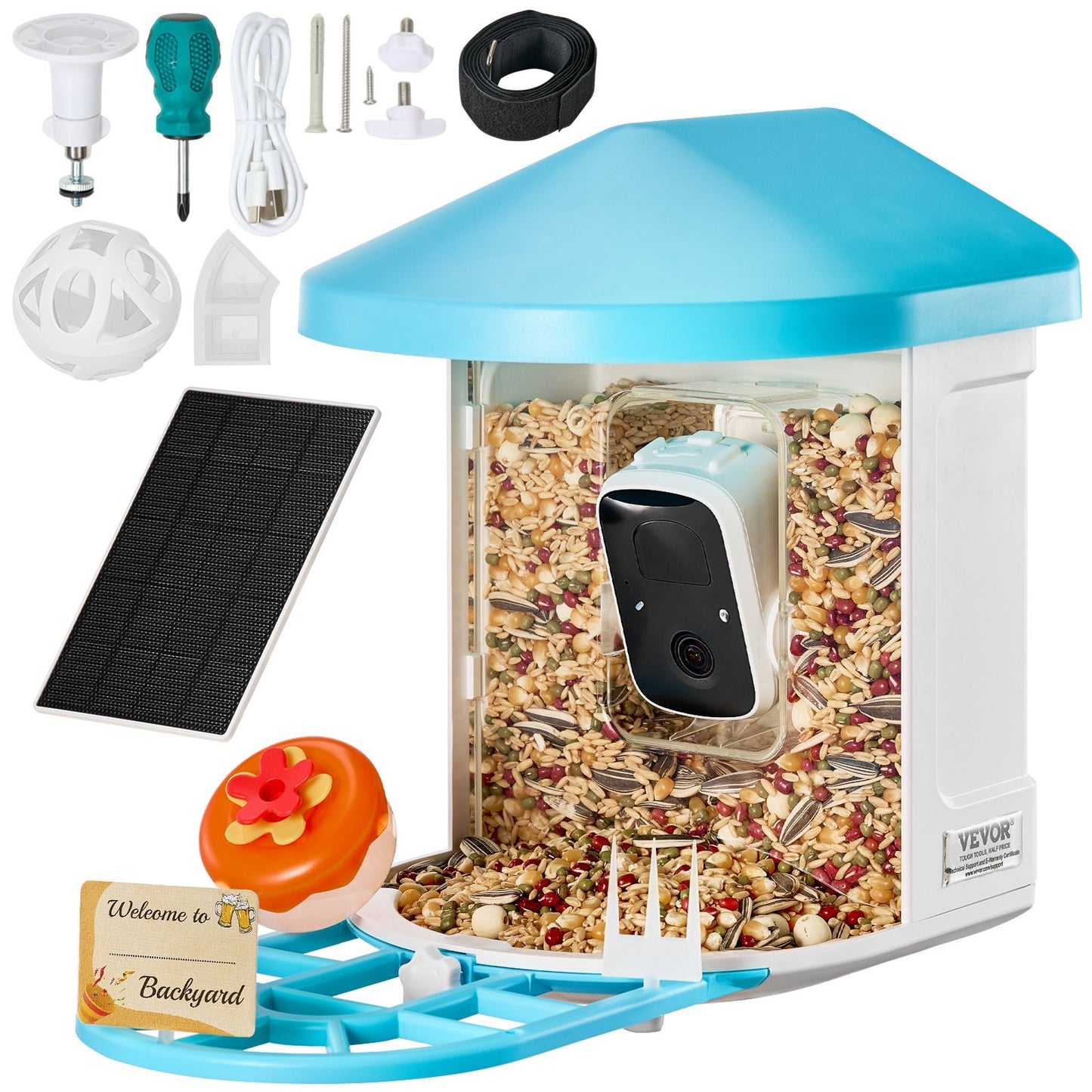 VEVOR Smart Bird Feeder With Camera 2K HD AI Identify Bird Species Auto Capture