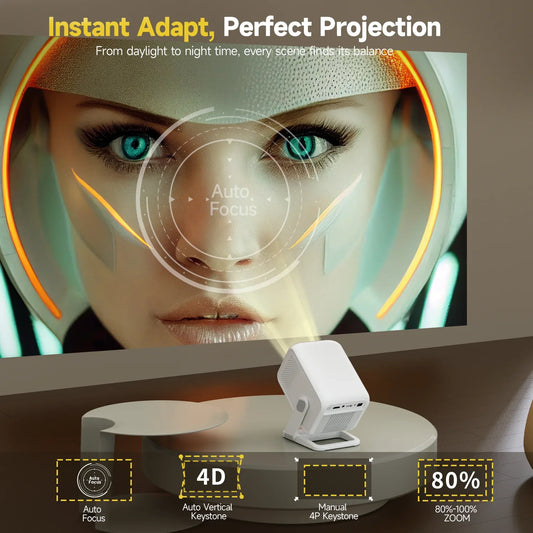 NNEOBA 4K HD Portable Projector White