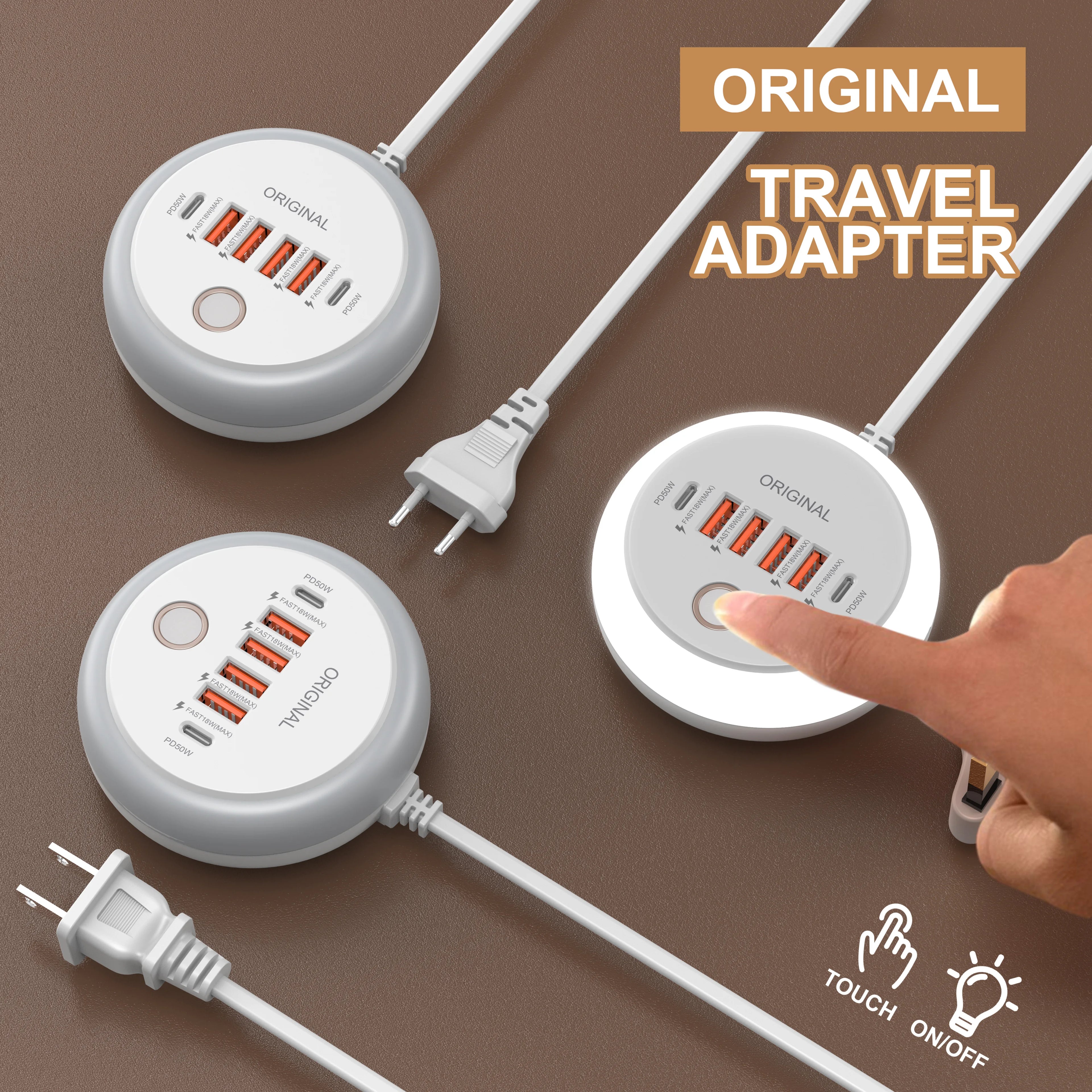 شاحن USB متعدد المنافذ بقدرة 50 واط