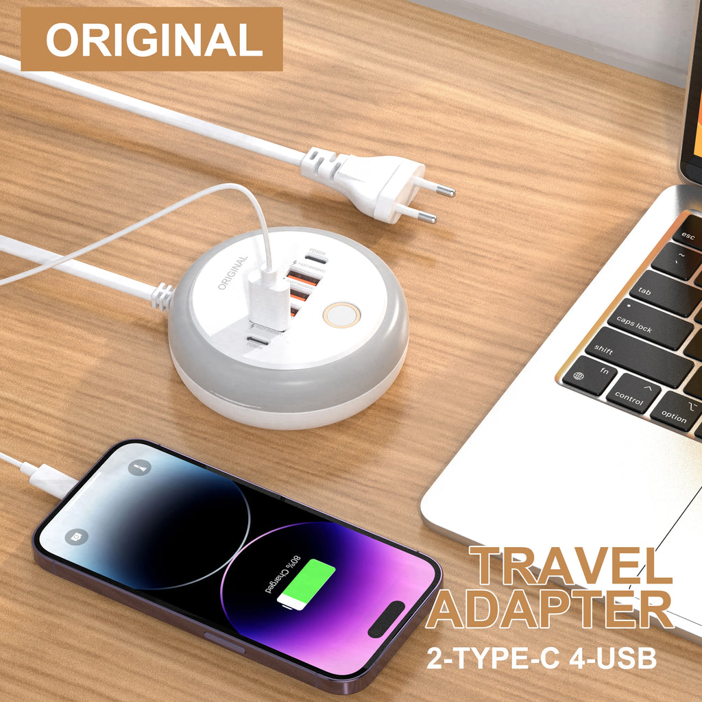 شاحن USB متعدد المنافذ بقدرة 50 واط